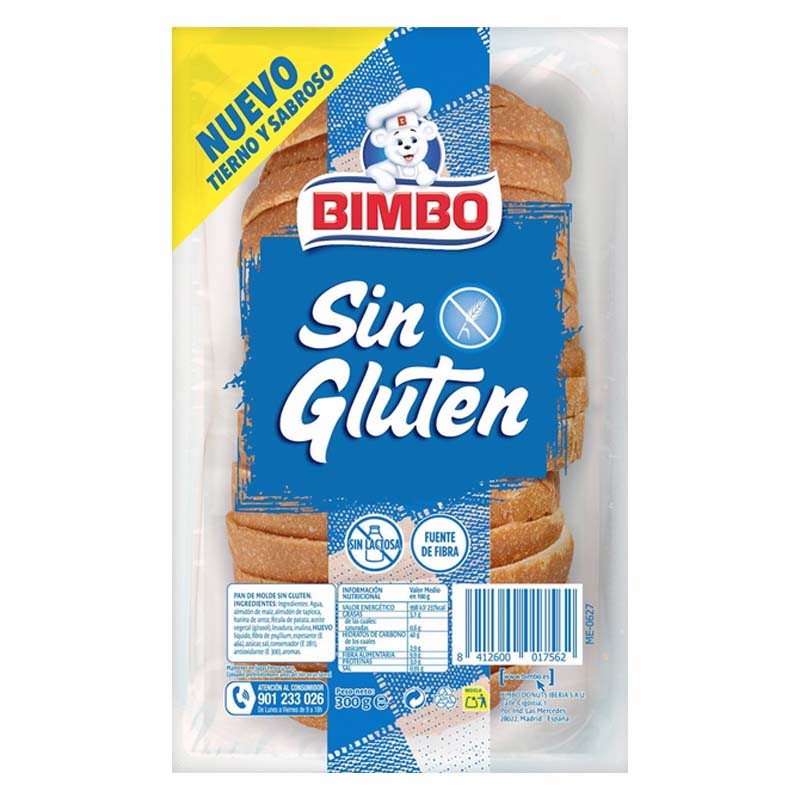 Pan bimbo – Sin trazas  Sin gluten & Sin lactosa