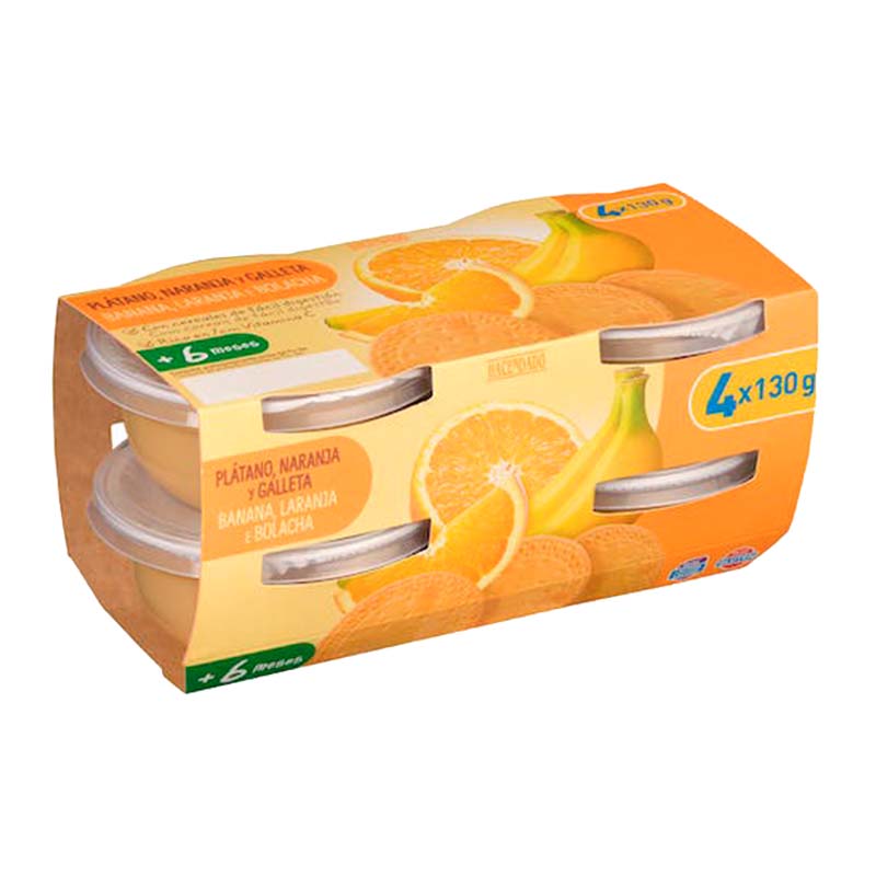 Plátano, naranja y galleta