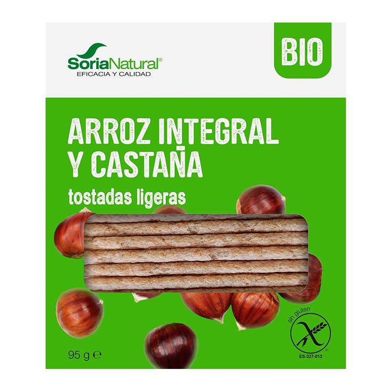 Tostadas ligeras de arroz integral y castaña